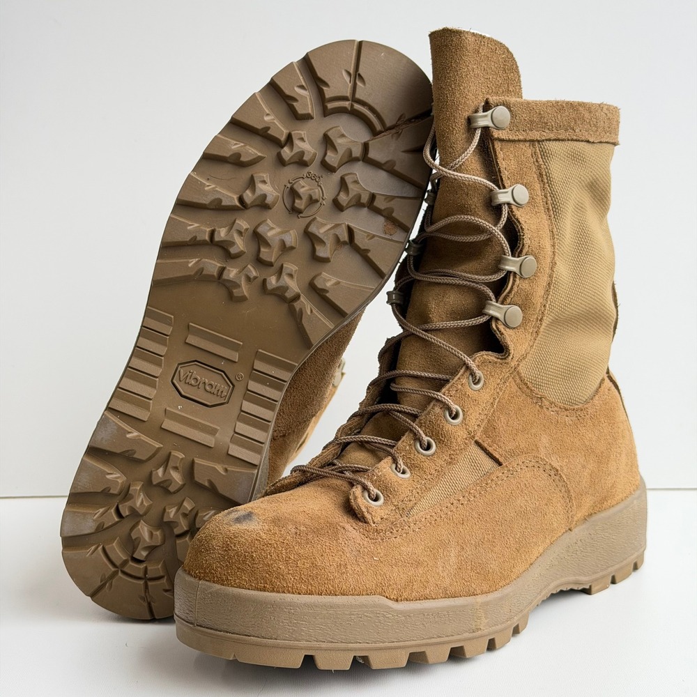 McRae Military Combat Boots Men 8.5W Tan Tactical Suede Canvas Gore-Tex Workwear